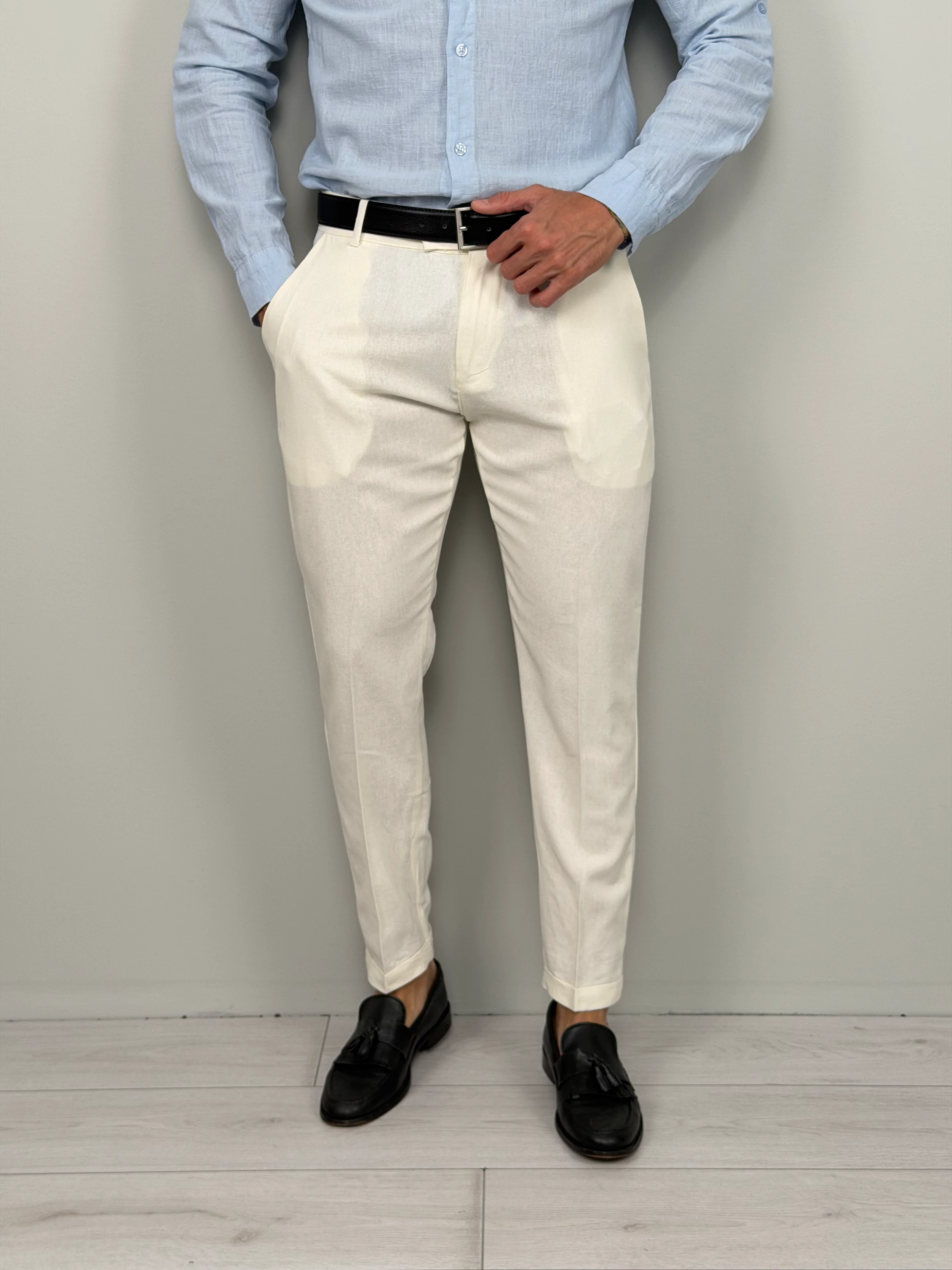 PANTALONE LINO MOD CAPRI RISVOLTINO - Image 10