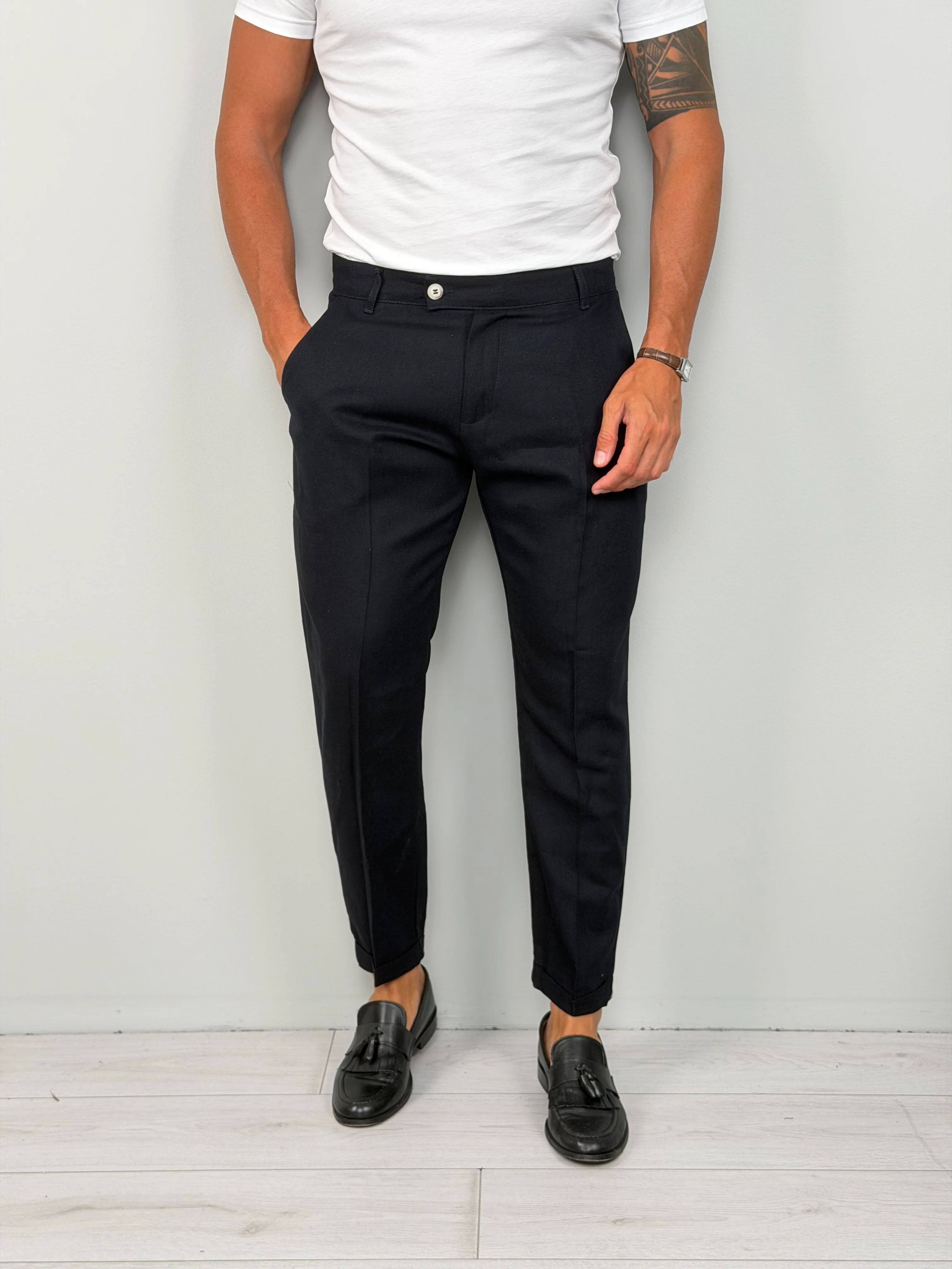 PANTALONE LINO MOD CAPRI RISVOLTINO - Image 11