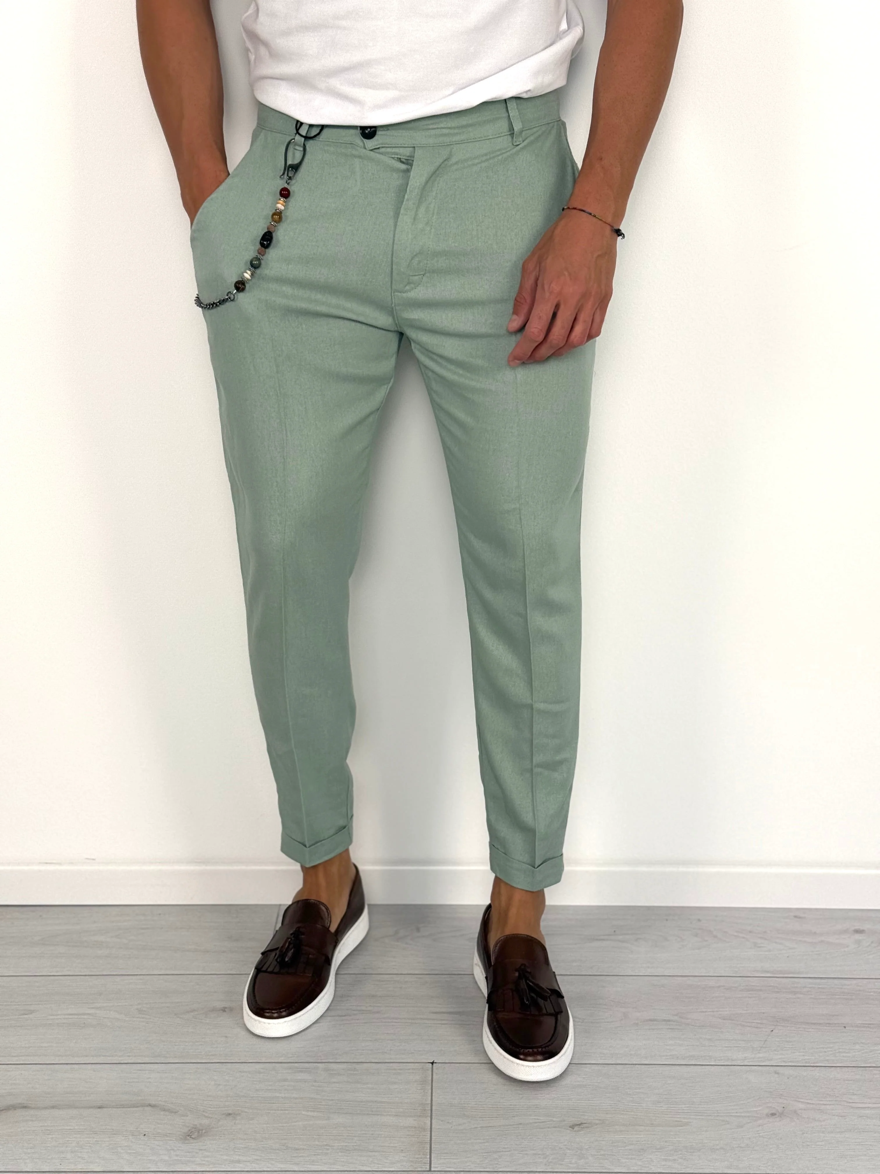 PANTALONE LINO MOD CAPRI RISVOLTINO - Image 8